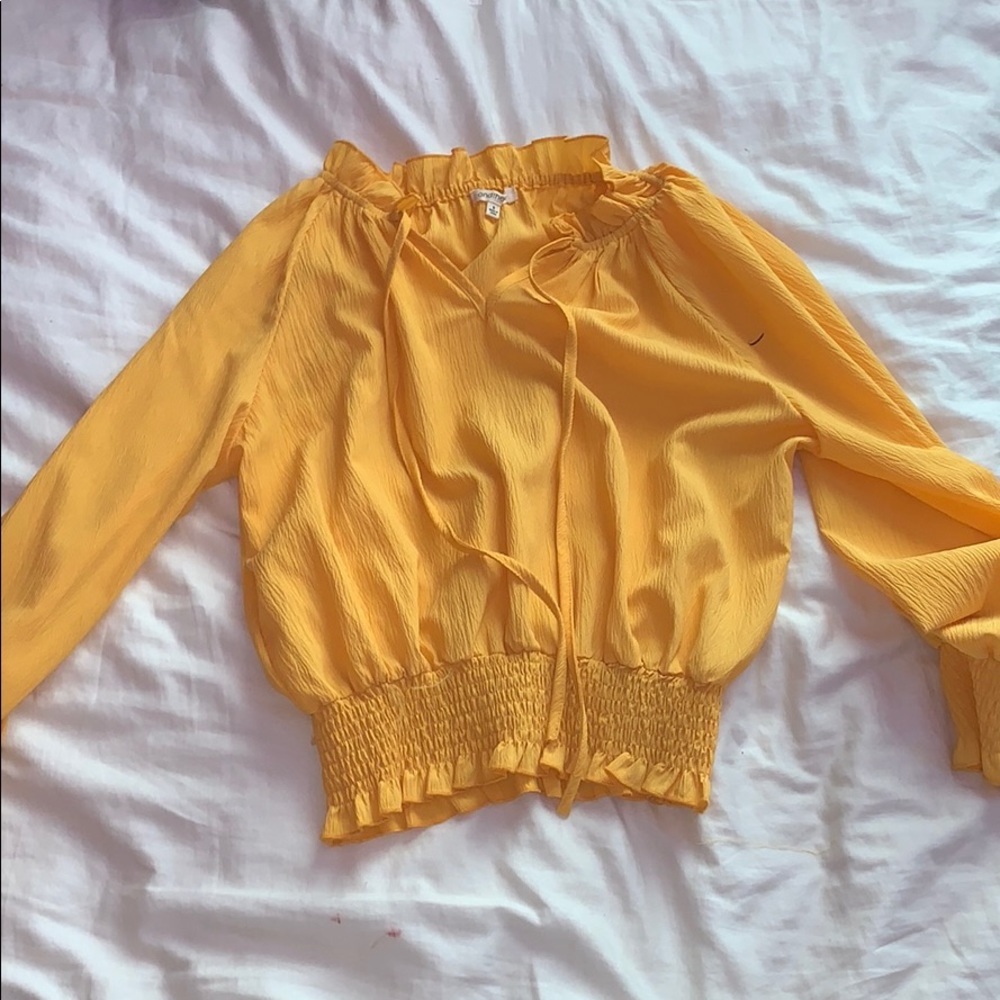 Yellow flowy blouse